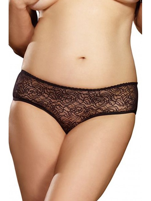 Panty taille basse, ouvert, fronces au dos