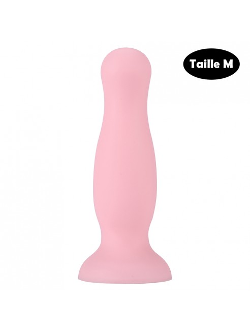 Plug anal ventouse rose pastel taille M - A-001-M-PNKDT