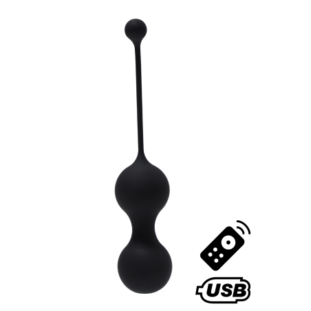 MINA Noir, Boules de Geisha en silicone médical USB avec télécommande - BQ130BLK