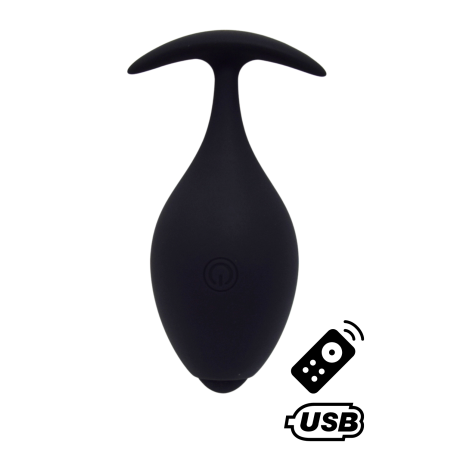 BABA, Plug vibrant anal noir USB, avec télécommande - BQ131BLK
