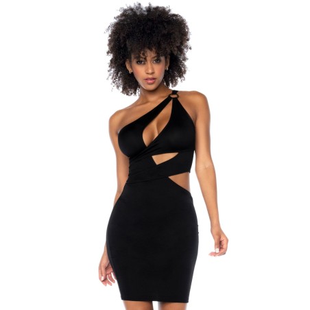 Robe de soirée asymétrique noire - MAL40004BLK